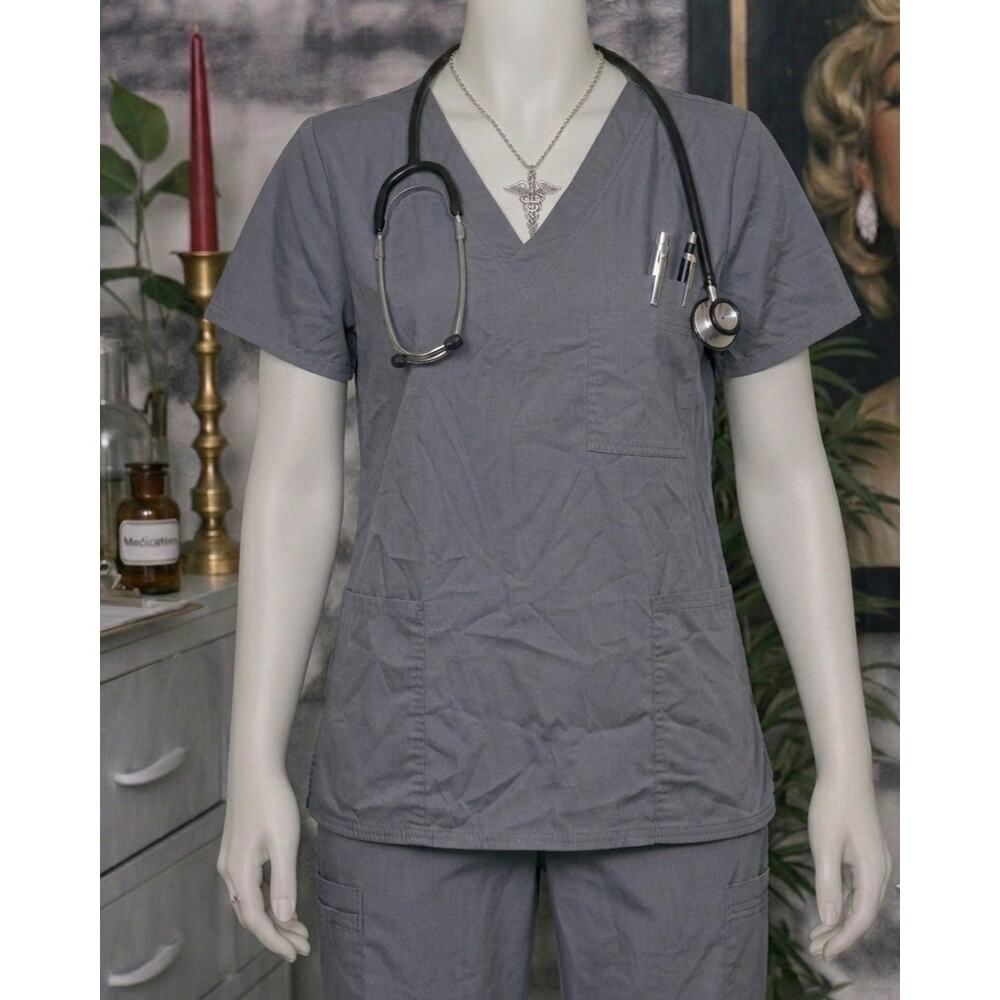 Scrubstar V-Neck Scrub Top - Blue-Gray - XL
